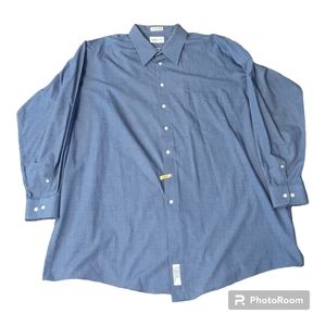 Alexander Lloyd Blue Micro Checked LS Dress Shirt Men's Tall 20 (37-38)